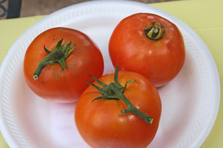 Dead stem on one fruit and stems cut at different lengths.