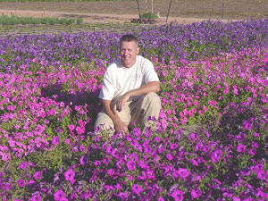 Greg Grant in Laura Bush petunia selections