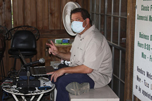 Milton is in his protected spot and ready to broadcast Milton is in his protected spot and ready to broadcast